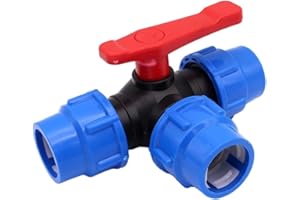 EMIIF la valvola a sfera a 3 vie del PE di 20MM, valvola a T del tubo del collegamento veloce del tubo dell'acqua Splitte collega la valvola