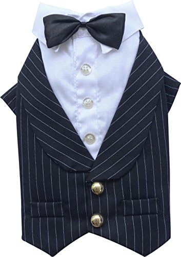 Doggy Dolly F009 Pinstripe Dog Tuxedo Two Paws Black/White