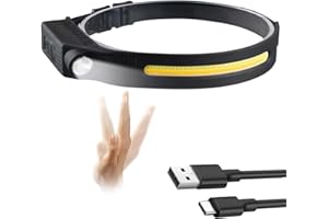 Coyonce Rechargeable LED Head Torch, 800 Lumens Lumi Light Led Headband with 9 Adjustable Modes, 270° Wide Beam IPX4 Waterproof Light with Motion Sensor for Running, Camping, Hiking & Outdoor Use