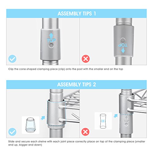 LANGRIA Regal Haushaltsregal Badezimmerregal 4 Ablage Bücherregal Regalsystem Metal Aufbewahrung, Silber - 8