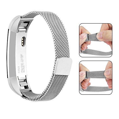 Vancle Armband für Fitbit Alta HR und Fitbit Alta, Verstellbarer Metall Edelstahl Milanaise Ersatz Band mit Magnetverschluss Verschluss für Fitbit Alta HR 2017 / Fitbit Alta 2016 - 2