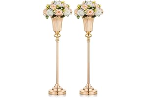 NUPTIO 2 Pezzi Centrotavola in Metallo Altezza 67.8cm, Vaso da Tromba Metallo, Cavo Stradale per Evento Centrotavola Cena di Nozze, Cerimonia di Anniversario, Festa di Compleanno, Decorazione Della Casa