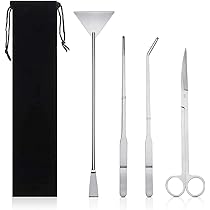 Kit Attrezzi Per Acquario 4 In 1 - Pinze, Forbici E Spatola In Acciaio Inox Per Piante Acquatiche