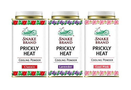Snake Brand Prickly Heat Cooling Powder Selection Pack of 3, Classic, Lavender, Cool Pink (3 x 150g)