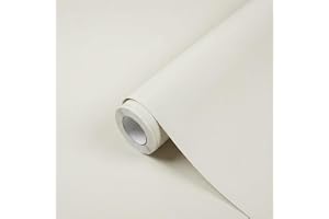 SylvanReve Creamy White Peel and Stick Wallpaper, 40x300cm Matte Beige Cream Decorative Film, Waterproof Self-Adhesive Vinyl for Home Improvement, Furniture Renovation, Cabinets & DIY Decor