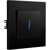 BSEED Wall Switch with Claws, Light Switch with LED Indicator, Easy to Install, Matte PC Frame, 1 Gang 1 Way, 86 x 86 mm Blac
