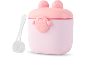 SacJkt Milk Powder Dispenser - 500ml Formula Container With Sealed Silicone Ring Cover and Spoon for Baby, Fruit and Snack Storage (Pink)