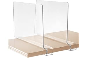 MSYU 2 PCS Clear Shelf Separators, Acrylic Shelf Dividers for Closets,Wood Shelf Dividers,Perfect for Clothes Organizer and Bedroom Kitchen Cabinets Shelf Storage and Organization (2)