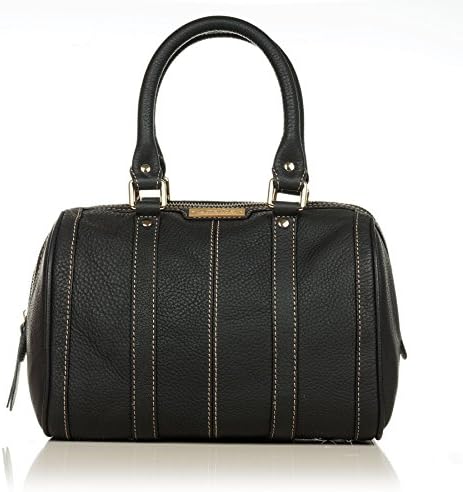 Aretha 141011-BL Round Pillow Genuine Cow Leather Top Handle Bag Black
