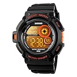 Herren Sport Uhr 50M Wasserdicht LED Digitaluhr 7 Farbe EL Lichter Militär Tactical Plastik Uhren mit Silikon Band Schlichtes Outdoor Armbanduhr für Männer Damen Jugendliche Stoppuhr Kalender Alarm