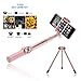 Produktbild Bluetooth Selfie Stick von NALIA, ausfahrbare Aluminium Selfie-Stange mit Leder-Griff, Dreibein-Stativ, Fernbedienung mit Auslöser für Handys & Kameras z.B iPhone GoPro Samsung Sony HTC, Farbe:Pink