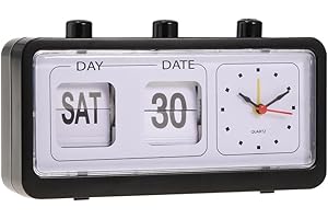 Fenteer Top Beside Clock With Calendar Display, Black, 20x5x10.8cm