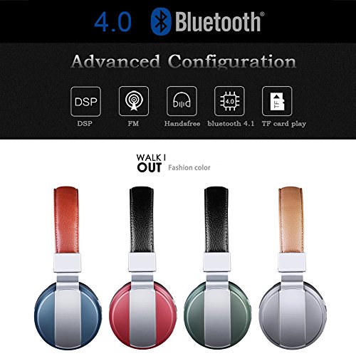 Auriculares Diadema con Micr  fono y Bluetooth 4 0 Auricular Inal  mbricos con Sonido Estereo 4 LED Indicatores FM Radio TF card para iPhone PC Mac TV Juegos