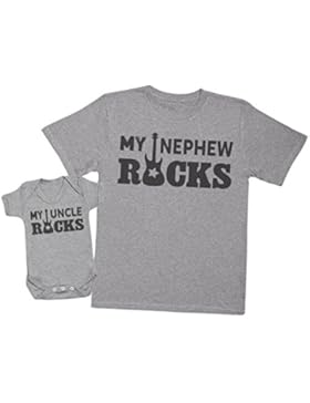My Nephew Rocks - Passende Onkel Baby Geschenk-Set - Herren T-Shirt & Baby Strampler