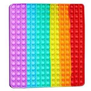 Storite Large Size Pop It 225 Bubbles Fidget Toy,Push Pop Bubble Fidget Sensory Toy, Autism Special Needs Silicone Stress Relief Toy, Great Fidget Toy Sensory Toys Gifts for Girls Boys Kids Adults Square (Rainbow, 30x30 cm)