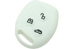 Happyit Silicone Car Key Remote Control Cover Case for Ford Mondeo Fiesta Focus C-Max KA GALAXY 3 Button Key (White)