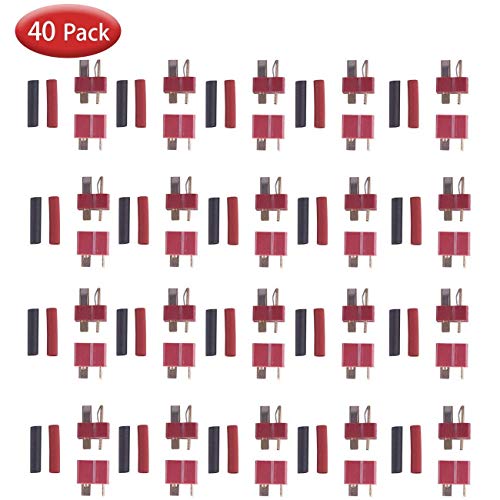 MakerStack 20 Pares de Conectores en T Conectores Decanos Estilo Macho y Hembra con 40 Piezas Tubo encogible para batería RC LiPo