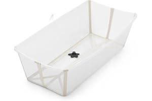 Stokke Flexi Bath X-Large, Sandy Beige - Bañera plegable para bebé - Ligera, duradera y fácil de guardar - Práctica para usar en casa o de viaje - De 0 a 6 años