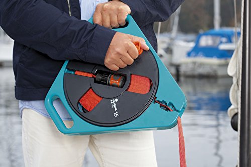 Gardena 756-20 Flachschlauch Roll-Fix, mit Kassette, einsatzfertig, Sicherheitsautomatik, Kompakt, inkl. Spritze (Schlauchlänge: 15m, Schlauchdurchmesser: 12mm, Schlauch mit Anschlussgeräten: Ja) - 2