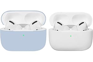 WATRUER Airpods Pro Hülle, ultra-dünnes, weiches, silbernes Silikon, stoßfestes, rutschfestes Schutzzubehör Abdecketui für Apple Airpods 3-Ladekoffer - Hellblau / Weiß