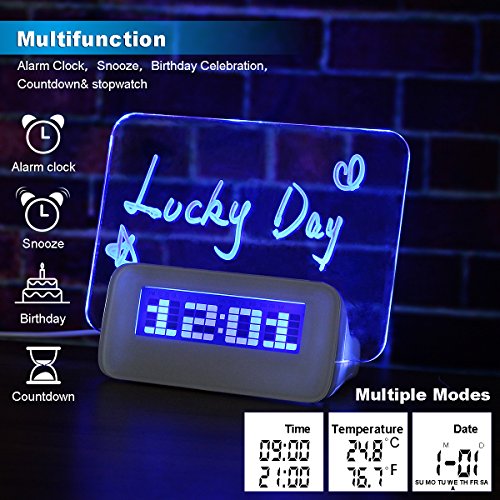 Baban-Rveil-Digital-Tableau-LED-Bleu-Message-Lumineux-Fluorescent-4-USB-Message-Pen-Deco-Cadeau-USB-20-DC-45V-1A
