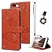 Produktbild iPhone 7 Plus Hülle Leder iPhone 8 Plus Wallet Flip Case Schutzhülle Tasche Handyhülle PU Brieftasche Bookstyle Schale Kartenfach Ständer Magnetisch Holster Etui Geprägter Schmetterling Orange