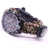 Jaminy Outdoor multifunktionale Survival Uhr Armband wasserdicht Kompass Uhr (F)