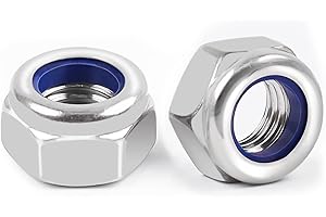 Ecrou M8 Inox | Leryati 10 pièces Écrou Nylstop Inox M8, A2 V2A Écrous Autobloquant (DIN 988 / ISO 108110) Ecrous Frein Hexagonal de Blocage en Nylon, Filetage Métrique Standard Frein
