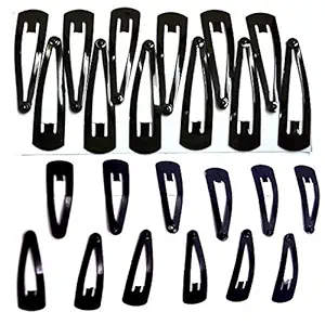 Smile N Style Essentials Combo Of 24Pcs Small And Big Black Metal Tic Tac Hair Clips For Women & Girls