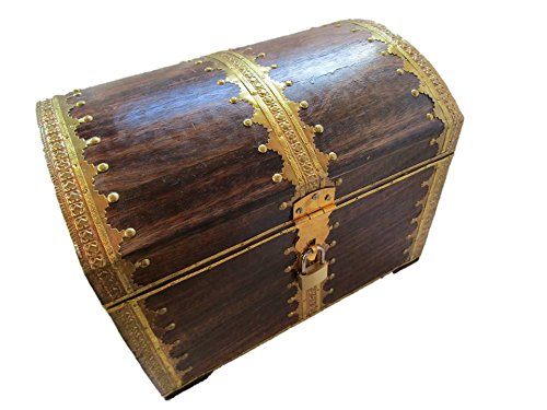 73GS Truhe mit Schloss Holztruhe Schatzkiste Schatztruhe Truhe Box Holzbox Geschenk Deko Geburtstag Hochzeit Kiste Aufbewahrung verschließbar abschließbar mit Deckel - 4
