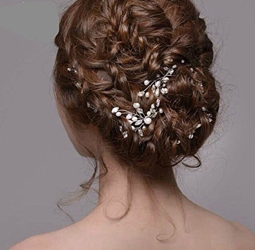KeeKa 4 Stk. Elegant Damen Perlen Strass Haarschmuck Hochzeit Brautschmuck Braut Haarschmuck Strass Haarklammer - 5