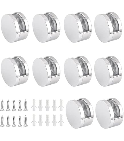 Clip Per Specchio A Parete - 8 Pezzi In Lega Di Zinco Con Viti E Tasselli, Per Vetro 4-6mm - Foto 6