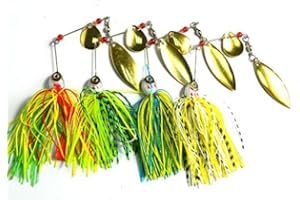 LENPABY 4pcs / lot Spinnerbait/buzzbait pêche Spinner appâts avec des Jupes en Silicone et des Lames peintes holographiques 20.5g / 0.72oz