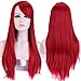 S-noilite® Fashion Long Hair Full Wigs for Cosplay Halloween Christmas Parties Daily Wig (23"-Straight, Dark Red)