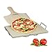 Produktbild Relaxdays Pizzastein Set 1,5 cm Stärke mit Metallhalter und Pizzaschieber aus Holz HBT 1.5 x 38 x 30 cm rechteckiger Brotbackstein für Pizza und Flammkuchen mit Pizzaschaufel für Pizzaofen, natur