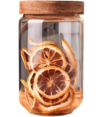 Lot De 2 Bocaux En Verre Avec Couvercle En Bois – 600 Ml Chacun, Hermétiques, Pour Stockage Alimentaire
