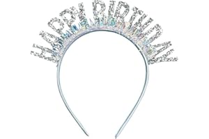 DHRUTI Couronne d'anniversaire pour Fille, Serre Tête Happy Birthday, Bandeaux à Paillettes Fille,Bandeau d'anniversaire, Birthday Party Accessoires de Cheveux pour Fille(Argent)