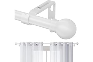 LAIDER HEROS Bastone Tende, 71-121cm Bastoni per Tende con Staffe Regolabili in Diametro 16mm in Acciaio Inossidabile, Aste per Tende Set con Terminale Rotondo per Camera da Letto, Soggiorno, Cucina/Bianco Opaco