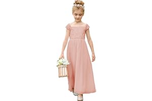 PLWEDDING Chiffon A-Linie Blumenmädchen Kleid Erstkommunion Kleider Kinder Geburtstag Hochzeit Partykleider