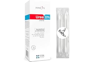 ‎TIS FARMACEUTIC TIS Harnstoff-Creme 30% - Urea Creme 50g - Ekzem, Keratose, Psoriasis, Trockene, rissige Haut - Peeling Fußcreme - Narbenentfernung, Wunden, Hautschuppen | Milchsäure AHA, Weizenkeimöl + Wattestäbchen
