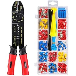 Pince a Sertir 22-10AWG INSMA Boîtes à Bornes Sertir Isolées 0,75 mm² à 6 mm² Pinces Outils Câble avec Pièces de Cosses Pince de Sertissage Sertir à Cliquet Pince Electricien Presse pour ces cosses