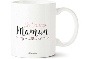 Manahia Mug Cadeau Maman Tasse Personnalisée - Je t'aime Maman - Avec Boite Kraft - Imprimé en France - 330 mL, Céramique - Future Maman - Noël, Anniversaire Maman - Fête Des Mères