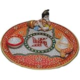 AUTHENTIC MARBLE Pooja THALI with LADOO Gopal