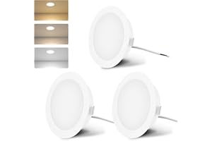KYOTECH luminaires pour meuble LED 230V, 4W LED IP44 G4 20mm spots encastrables pour meuble plat 3 températures de couleur 3000k/4000k/6000k hotte de cuisine, spot encastrable salle de bain (Blanc, Set de 3 )