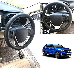 Oshotto Artifical Leather Car Steering Cover Compatible with KIA Seltos (Black)