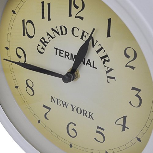 vidaXL Zweiseitige Wanduhr RETRO Look GRAND CENTRAL Bahnhofsuhr Antik Stil Uhr weiß - 3