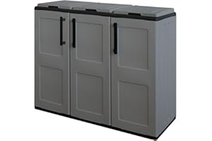 INTEC - Poubelles de tri Selectif 3 Sacs Gris - Meuble de Recyclage Extérieur - Dimensions 102 x 37 x 84 cm