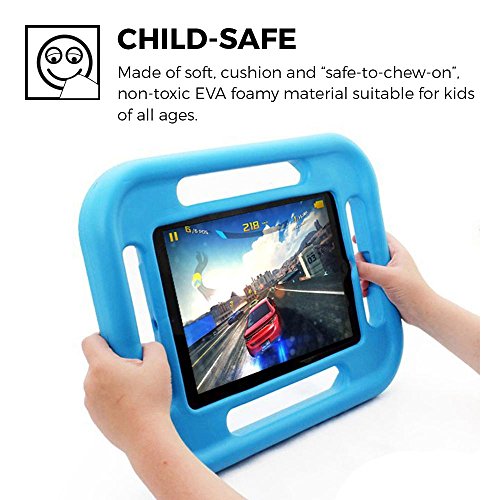 iPad 9.7 (2017), iPad Air 1 / 2 Kinderhülle, COOPER GRABSTER strapazierfähige robuste, widerstandsfähige, stoßfeste, schützende Spielhülle für Kinder mit 4 Griffen & kostenlosem Displayschutz (Blau) - 3