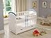 White Blue Wooden Baby Cot Bed with Drawer + Safety Bumper + Teething Rails