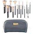 Daroge Crystal Qartz 13 Pieces Brush Set With Cosmetic Case - Black/Gold